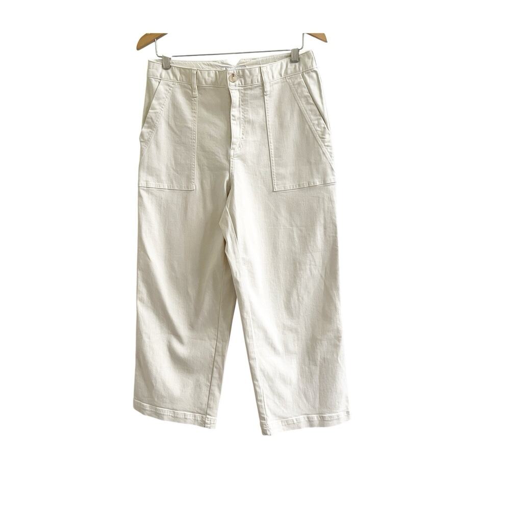 Tommmy Bahama Women’s Relaxed Wide Leg Cargo Pants Cream Size 10 Cotton Island